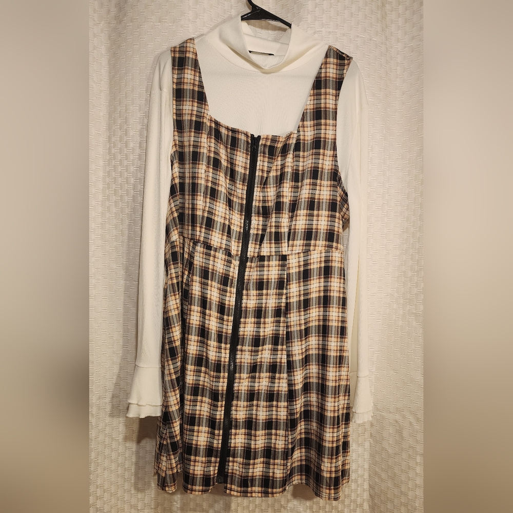 5/$16 💓 Women's Plaid Pinafore Dress/Jumper Plus Size Academia Preppy - Picture 2 of 7